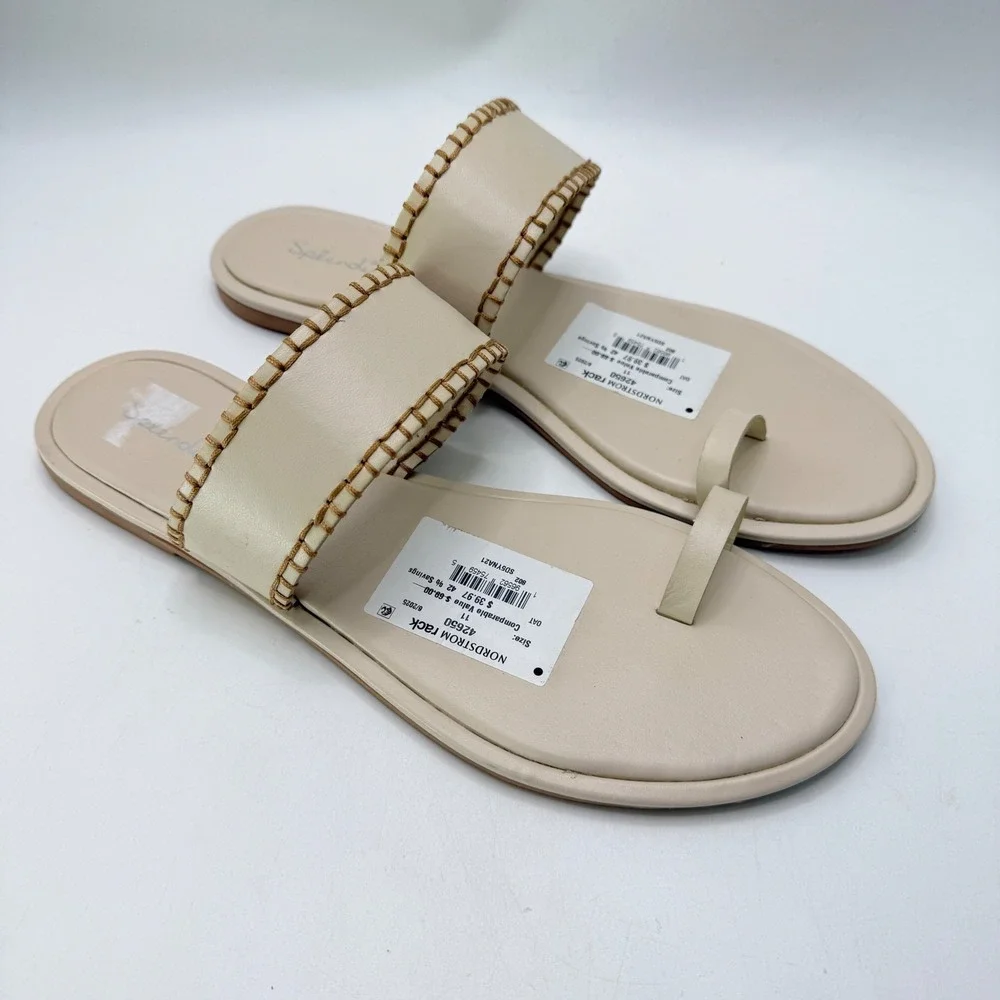 Splendid Yuna Cream Toe Loop Flat Sandals Women's Size 11‎